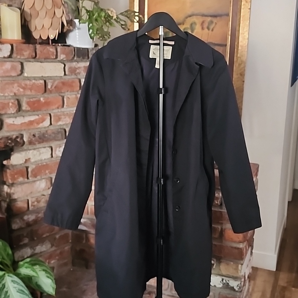 Vintage Eddie Bauer Black Outdoor Coat Classic Minimal Trench Jacket
